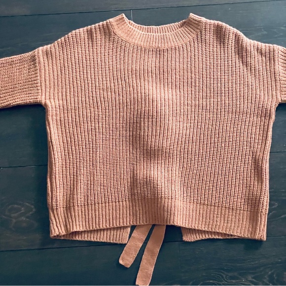 MISSGUIDED Backless Tie-Up Bow Dusty Rose Ling Sleeve Sweater - Picture 3 of 14